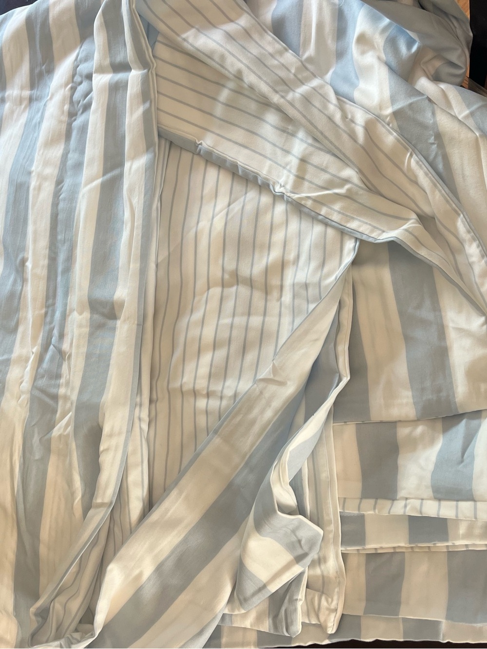 NWT Classic Blue & White Striped QUEEN Duvet Cover Set - Picture 5 of 9